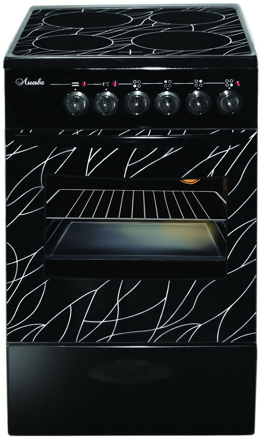 Плита электрическая Лысьва ЭПС 411 МС (EF4011MK00), черный/ветка дерева В