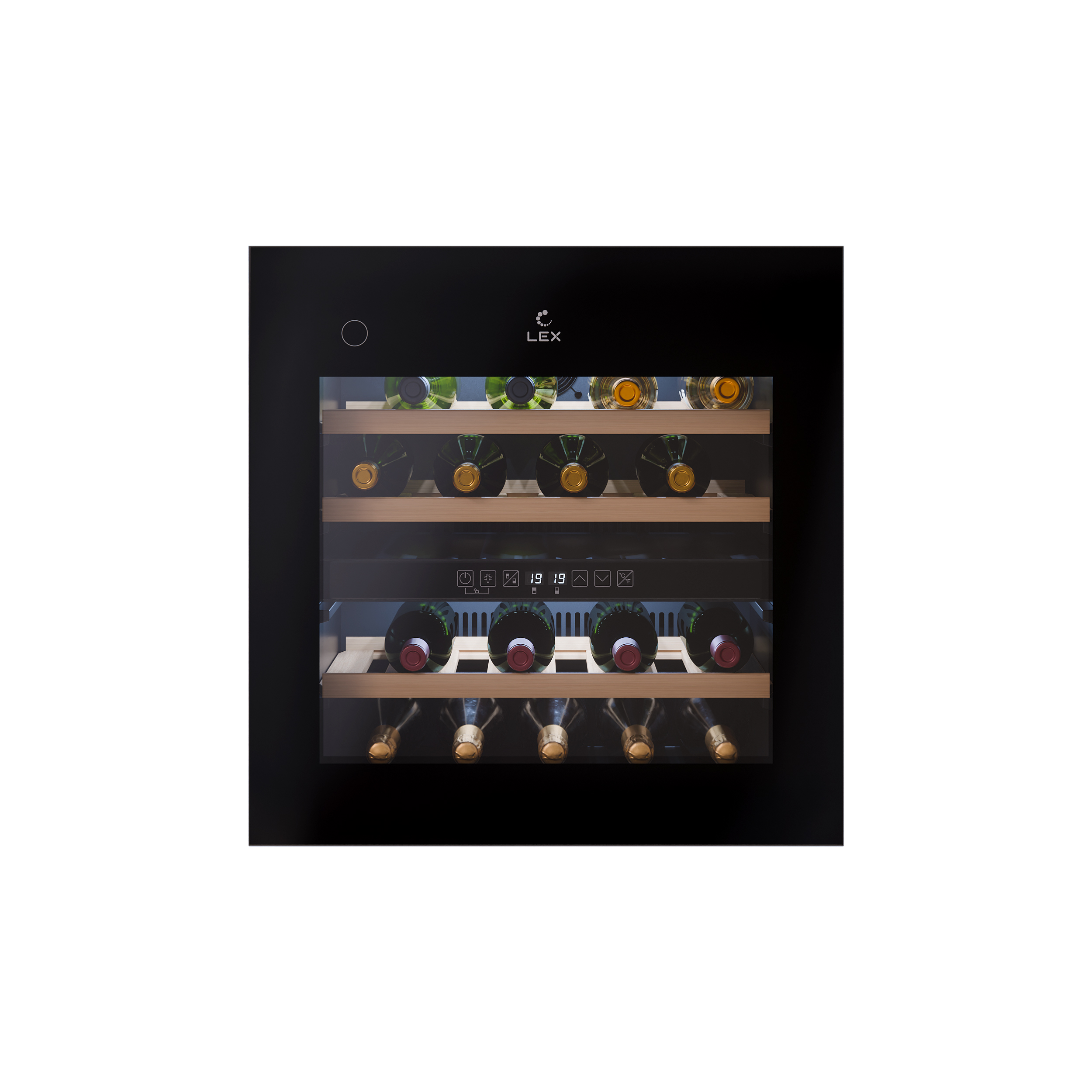 Винный шкаф встраиваемый LEX LWD6036BL Dual Zone PP, черный