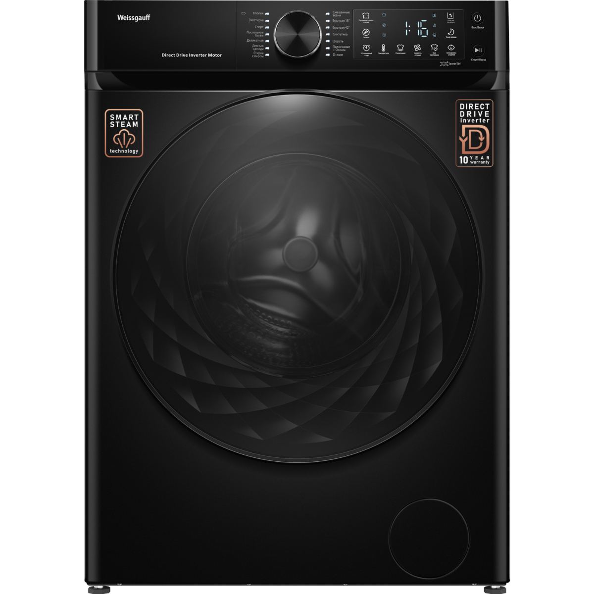 Cтиральная машина Weissgauff WM 59411 Direct Drive Inverter Steam Matt Black