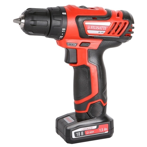 Дрель-шуруповерт аккумуляторная Felisatti ДА-18ЭР Li-Ion 1.5 А·ч 18 В х2 кейс 35 Н·м