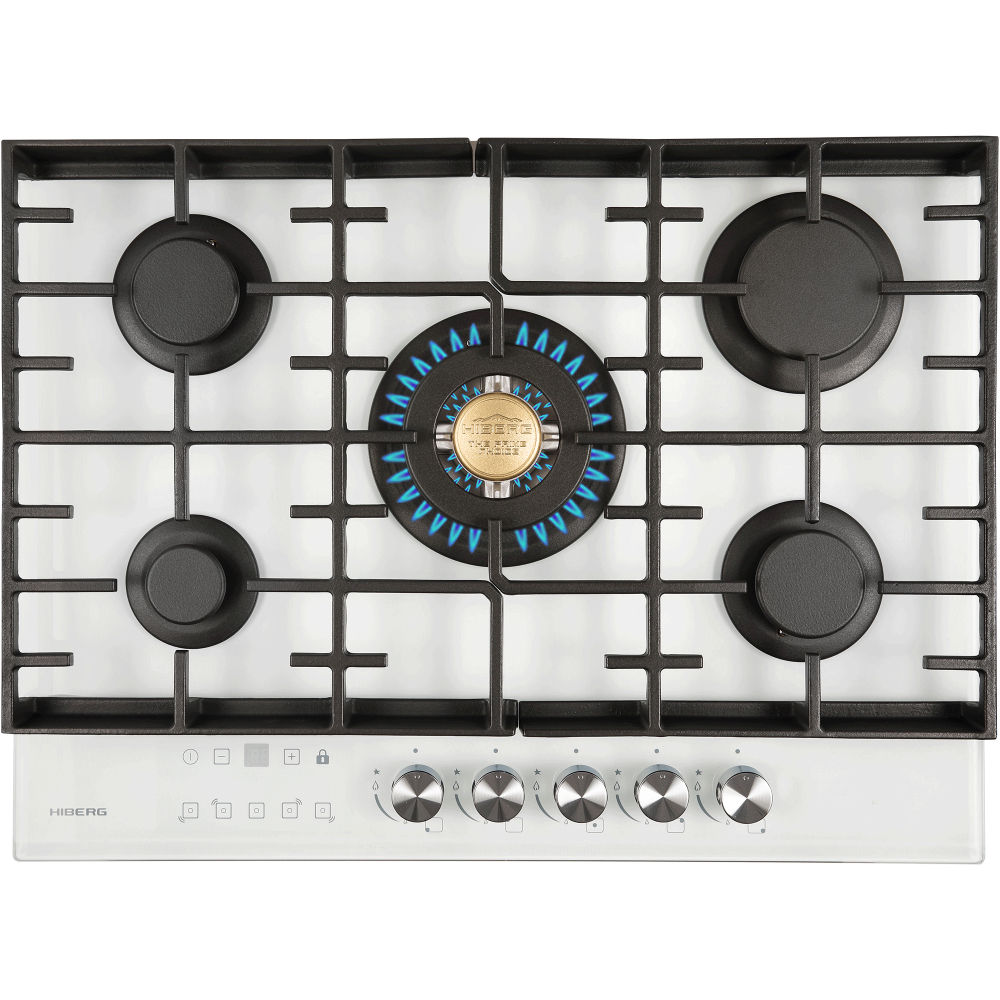 Варочная панель газовая HIBERG VM 7155 W, белое стекло