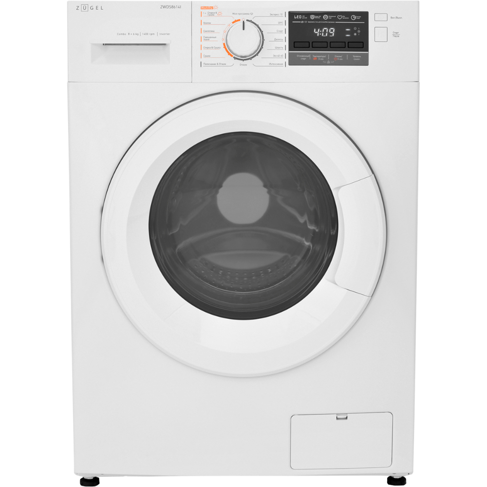 Стирально-сушильная машина ZUGEL ZWDS8614I Inverter, белый