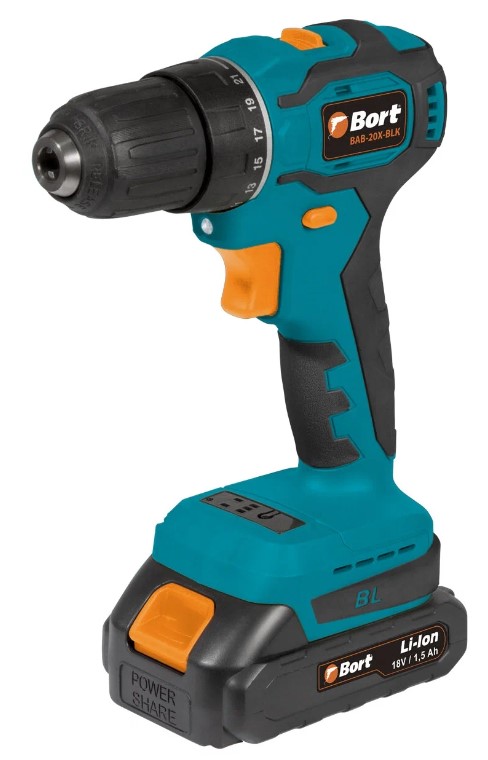 Дрель-шуруповерт аккумуляторная Bort BABort B-20X-Bort BLK (2x1,5Ah) (93412611)