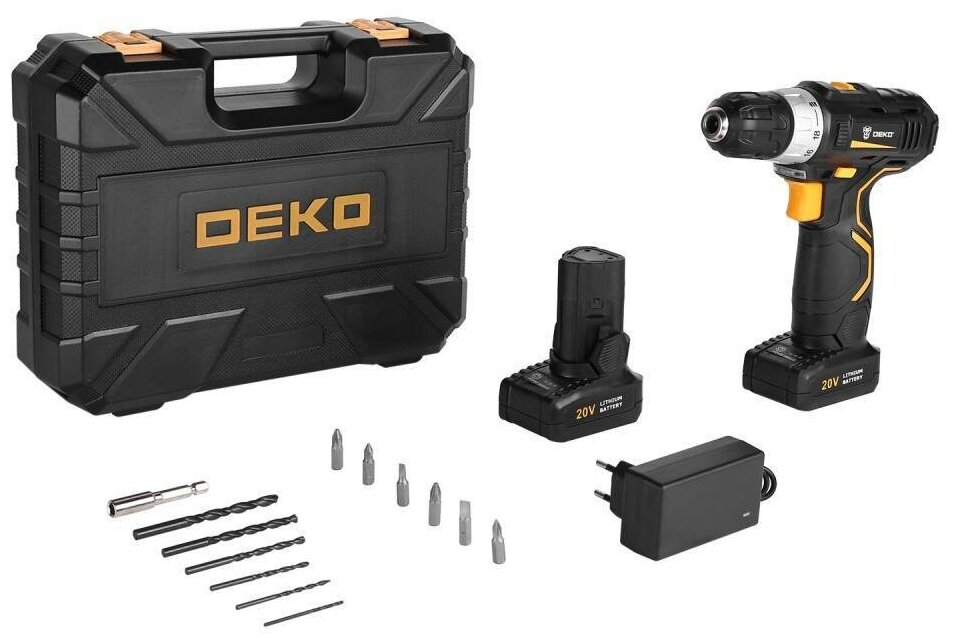 Дрель-шуруповерт аккумуляторная DEKO GCD20DU3 SET 4
