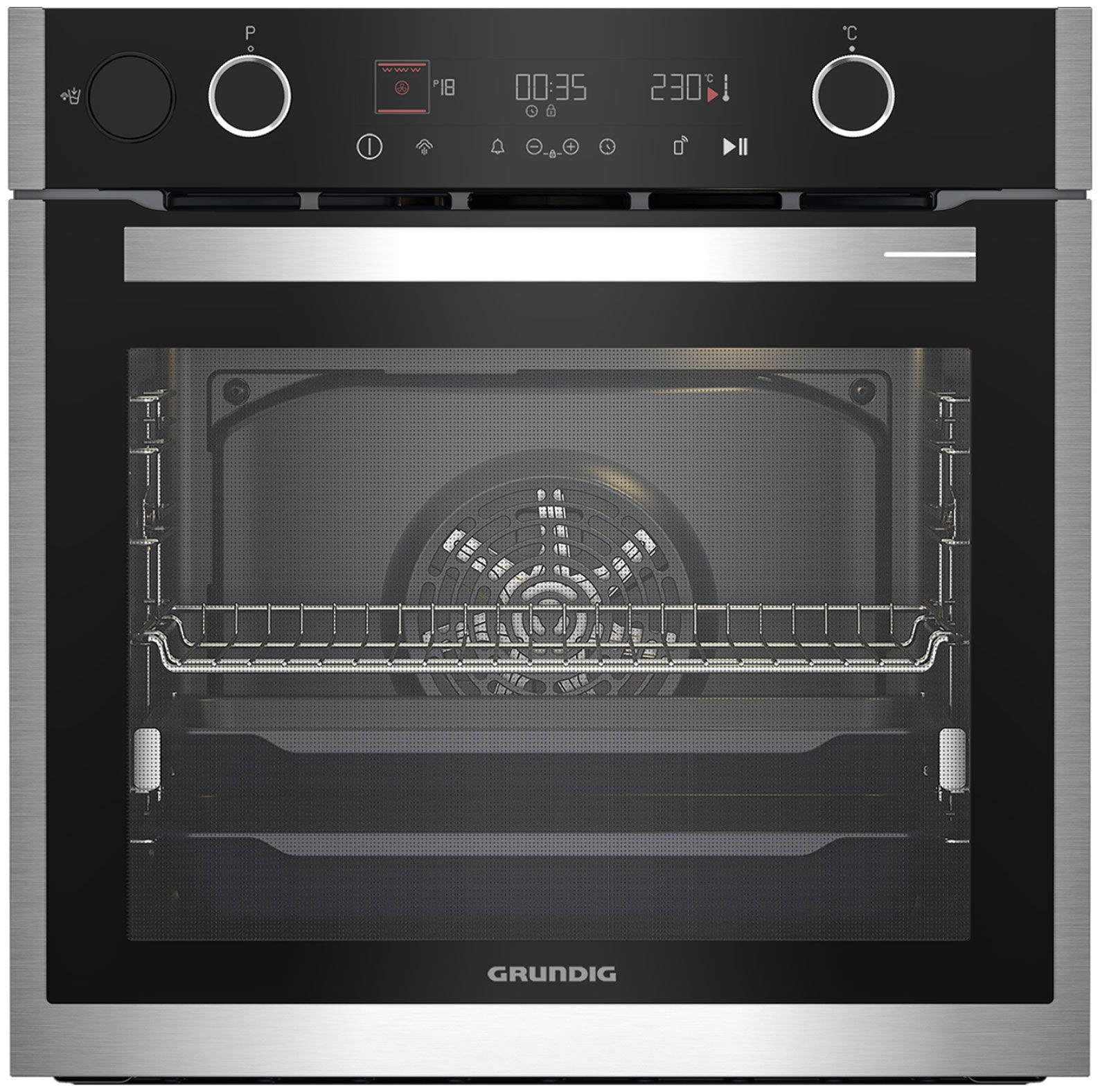 Духовой шкаф электрический Grundig GEBD19401BHI, черный/нержавеющая сталь