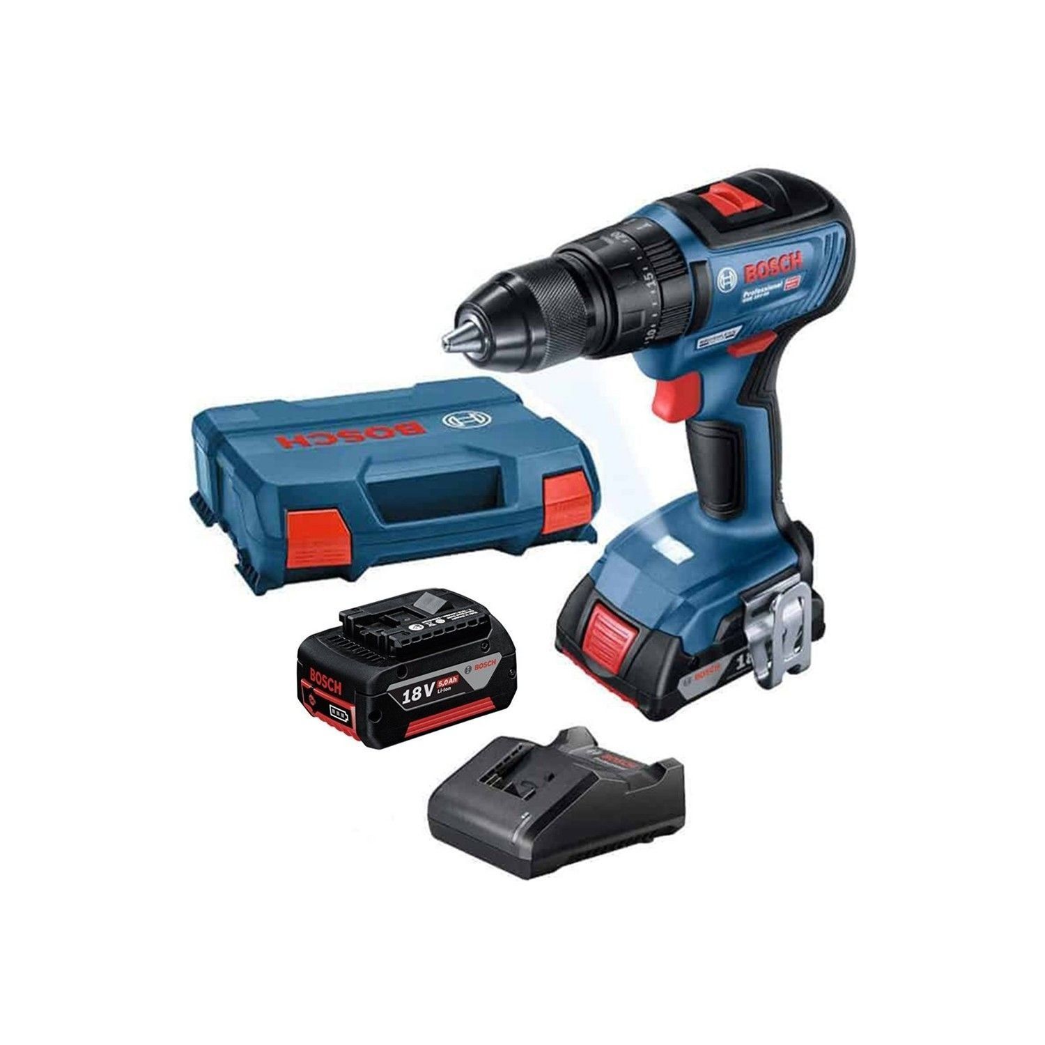Дрель-шуруповерт аккумуляторная ударная Bosch GSB 18V-50, арт. 06019H5120 (кейс, с 2 АКБ и ЗУ)