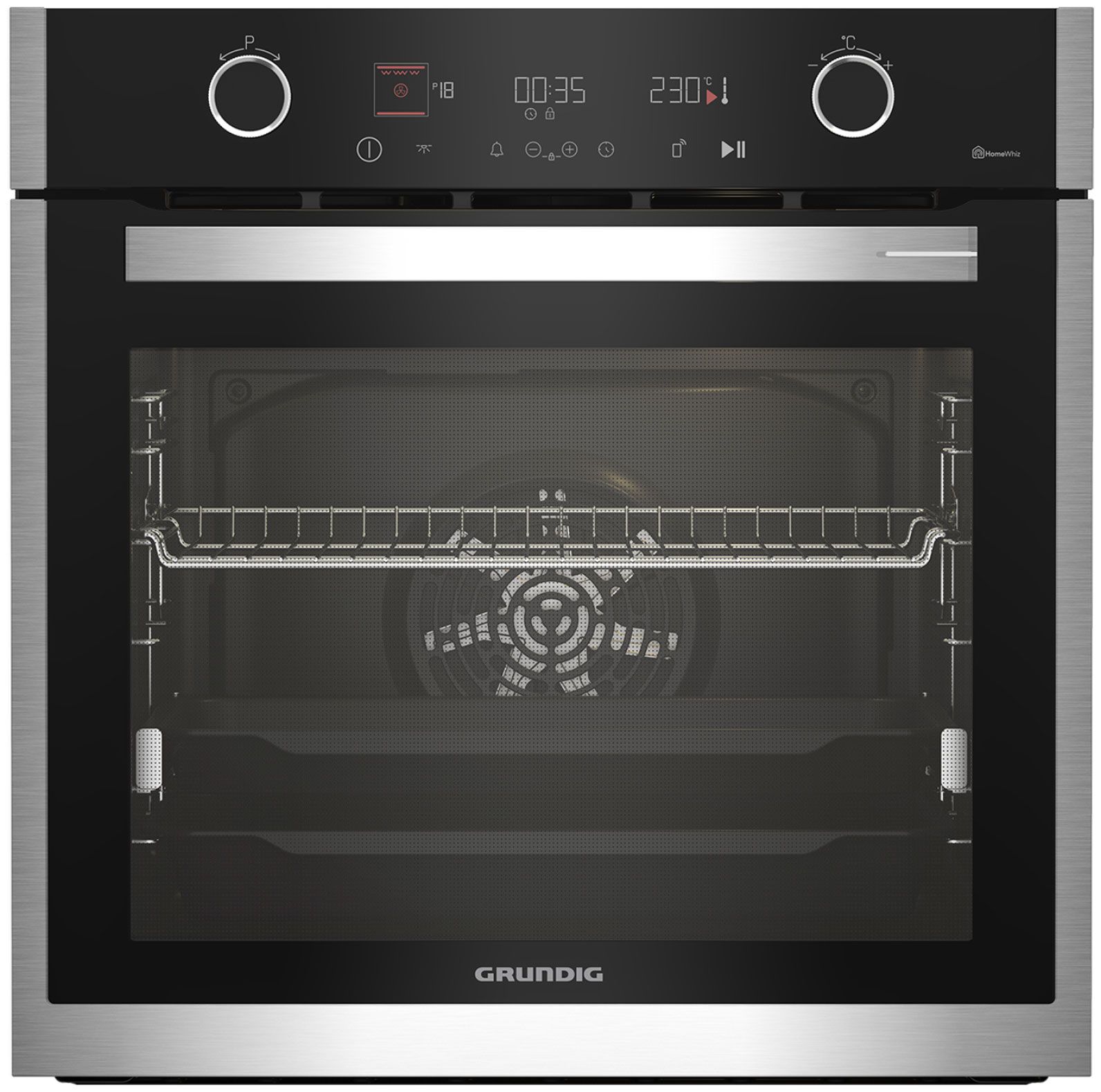 Духовой шкаф электрический Grundig GEBM19400BPHI, черный/нержавеющая сталь