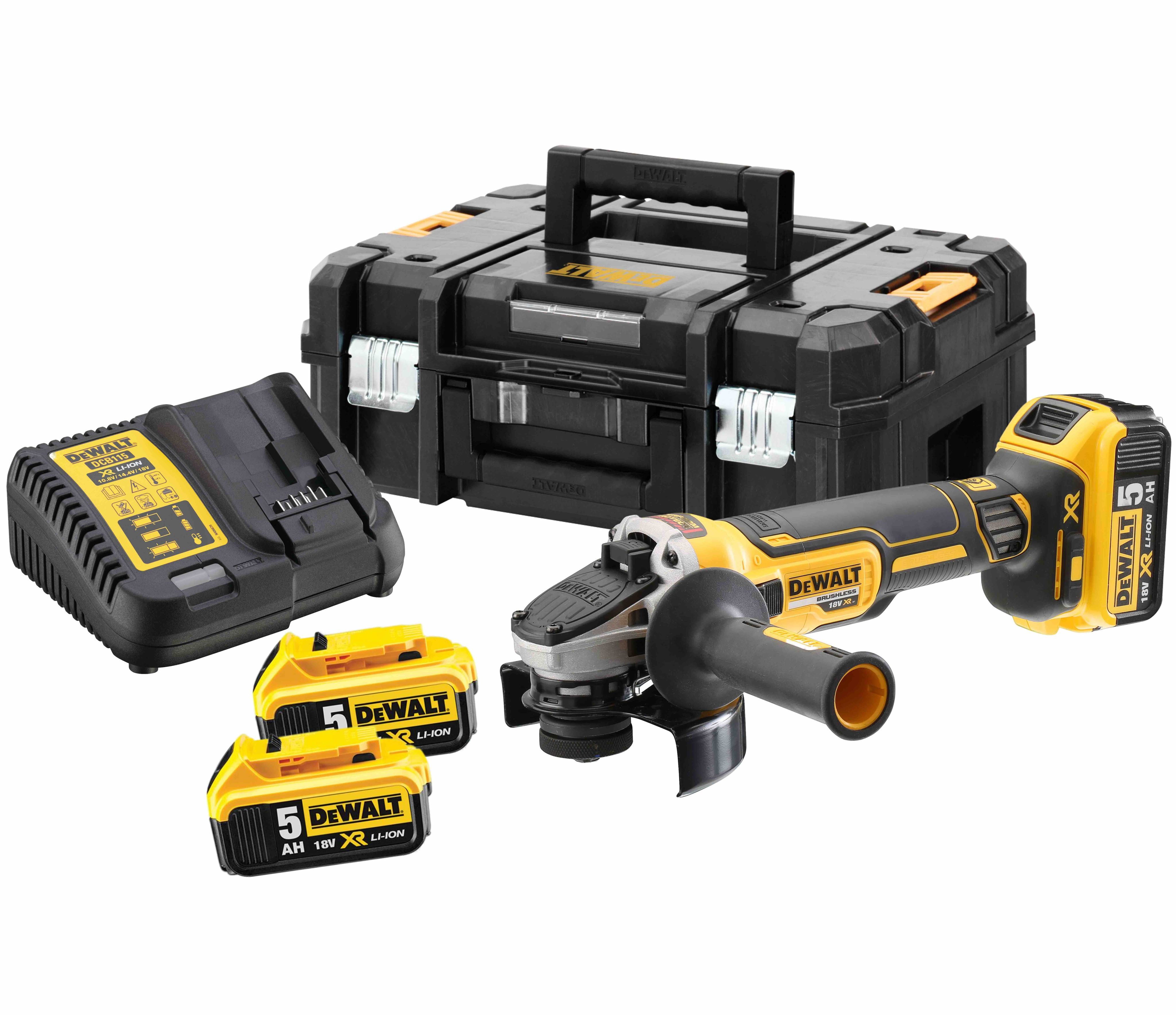 Угловая шлифмашина (болгарка) аккумуляторная DeWALT DCG405P3-QW (кейс, с 3 АКБ и ЗУ)