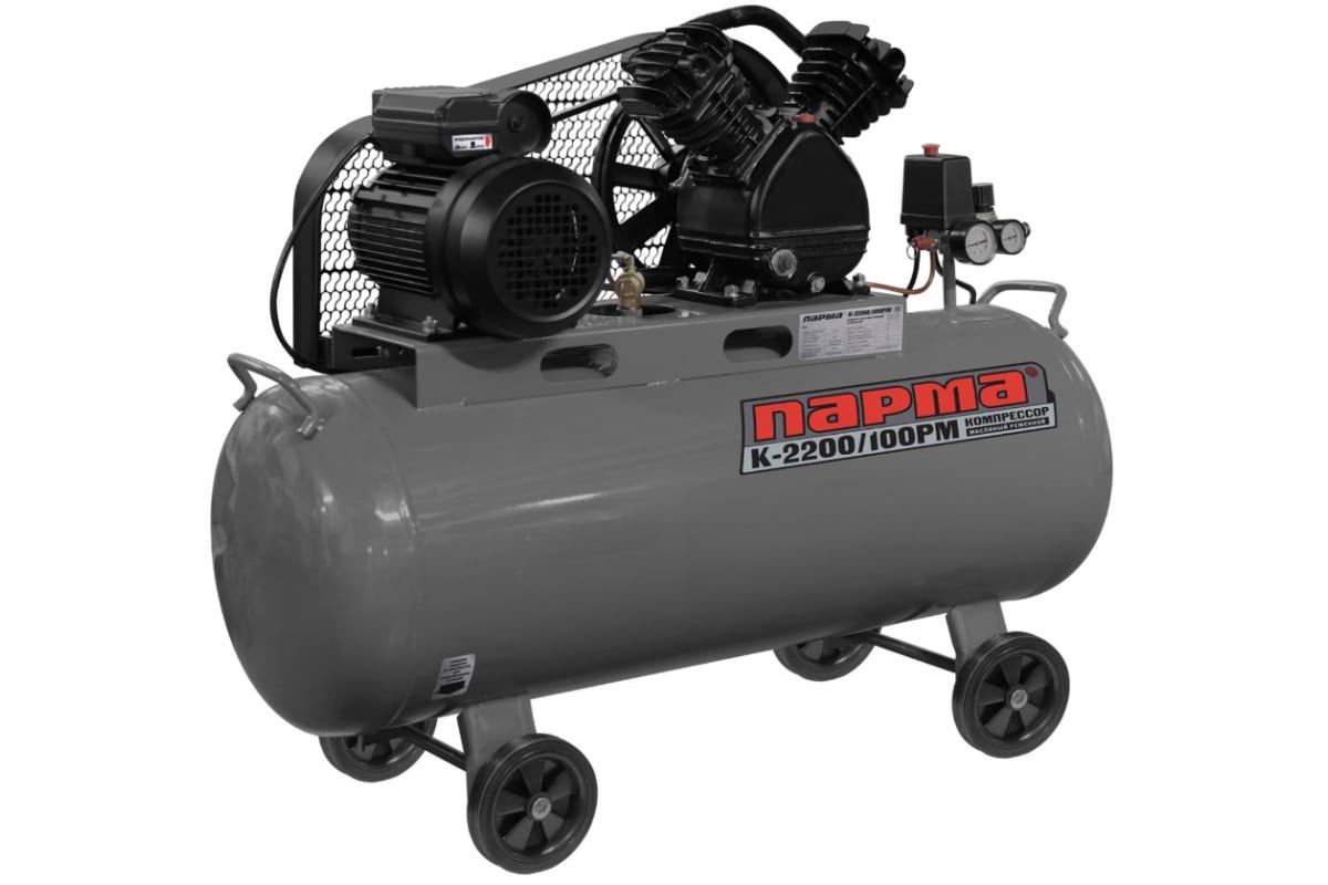 Компрессор масляный Парма K-2200/100 РМ, 100 л, 2.2 кВт серый/черный