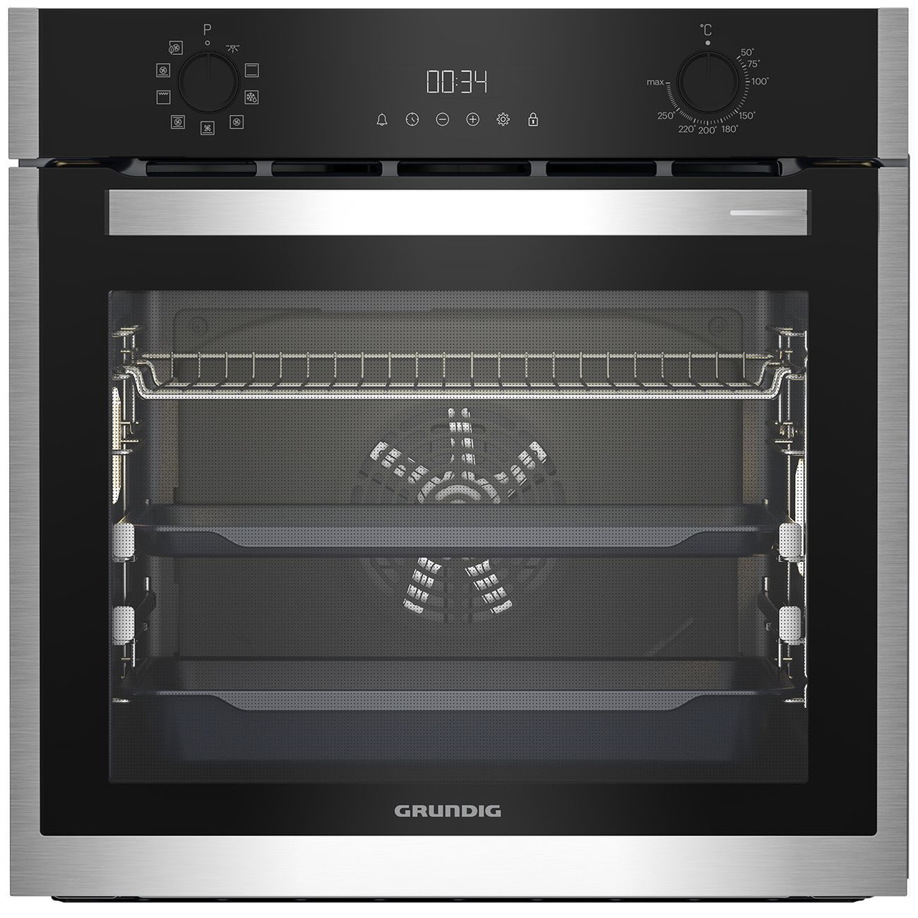 Духовой шкаф электрический Grundig GEBM19301BC, черный/нержавеющая сталь
