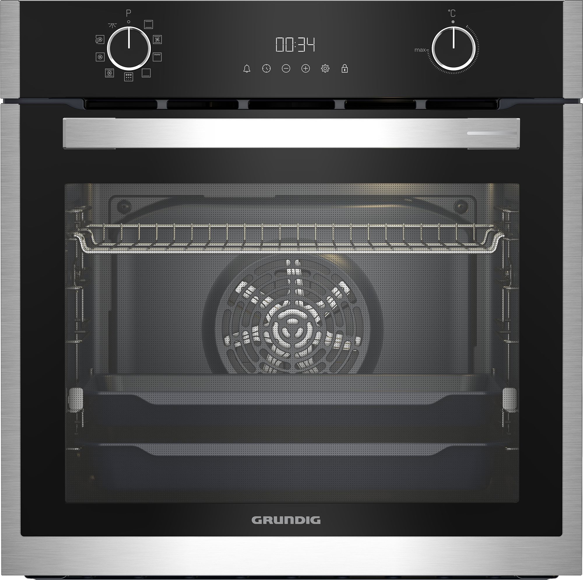 Духовой шкаф электрический Grundig GEBM19300BMP, черный/нержавеющая сталь
