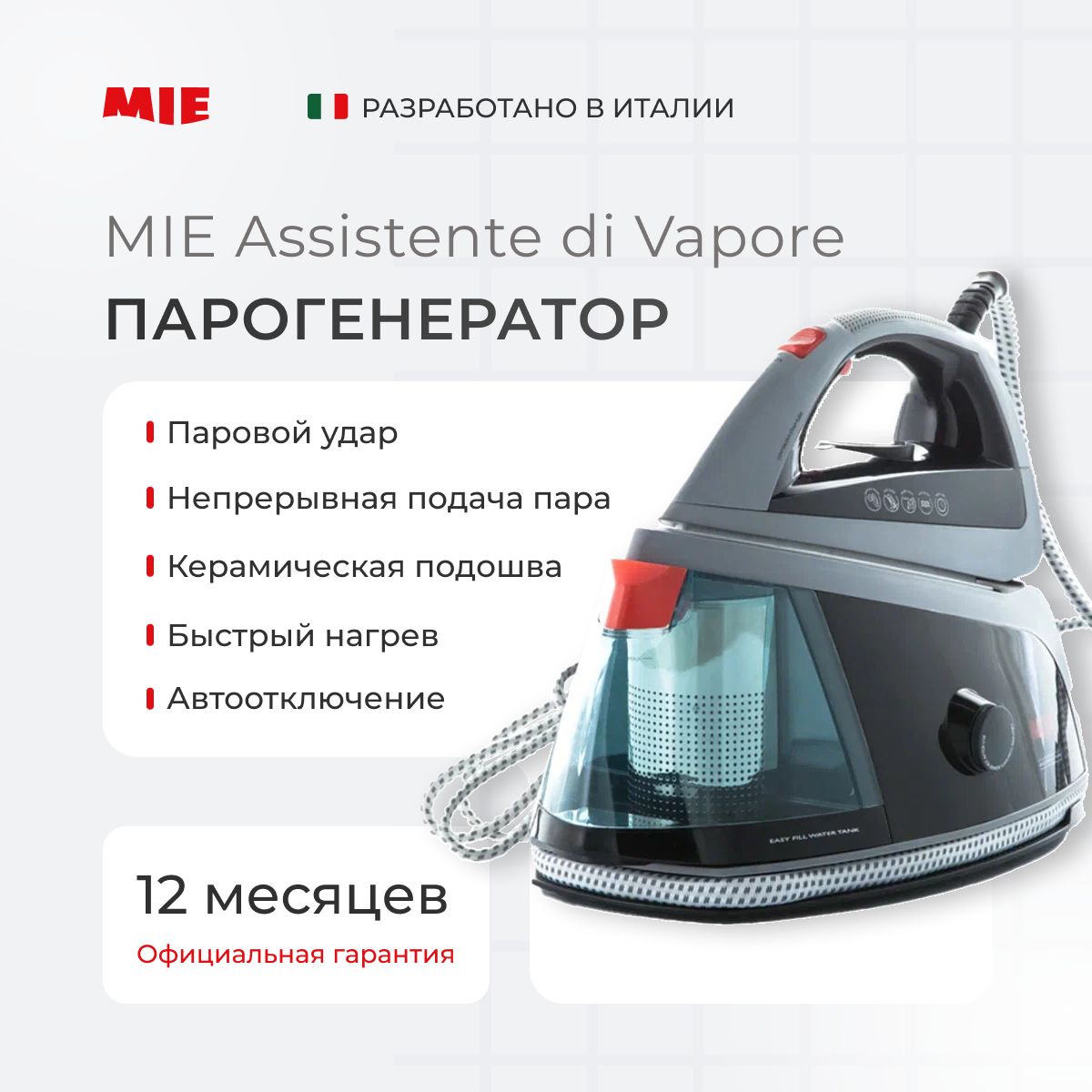 Парогенератор MIE Assistente di vapore, серебристый