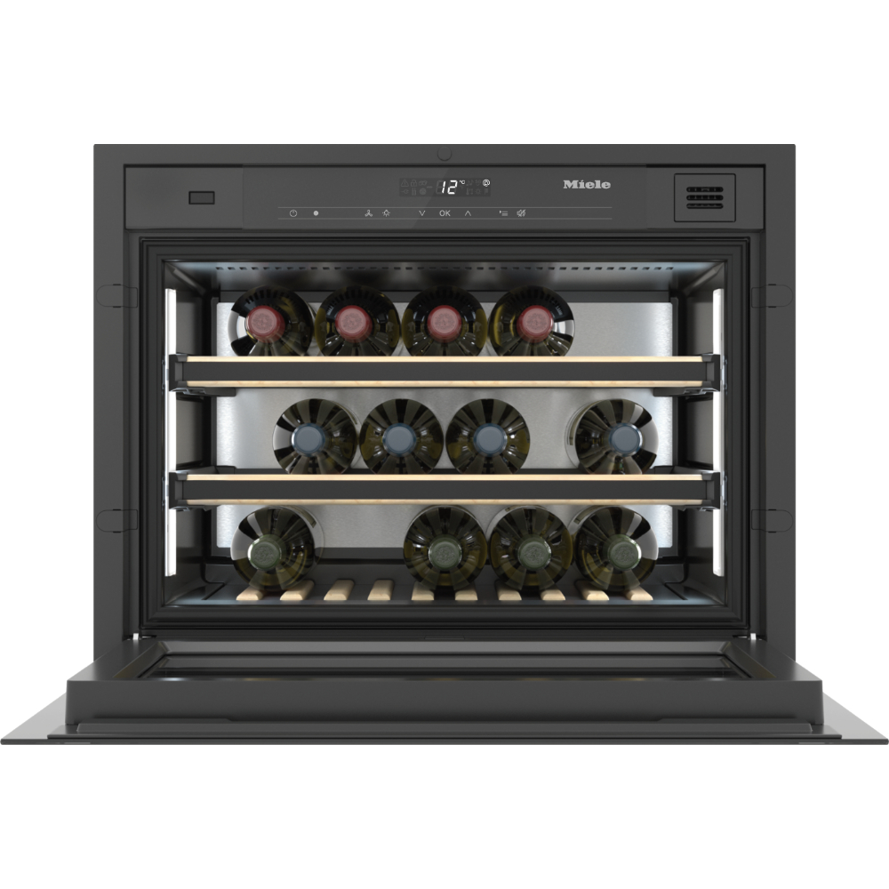 Винный шкаф встраиваемый Miele KWT 7112 IG Obsidian Black Glass, черный обсидиан