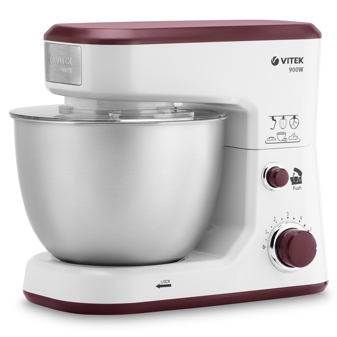 Миксер планетарный VITEK VT-1432, белый/бордовый