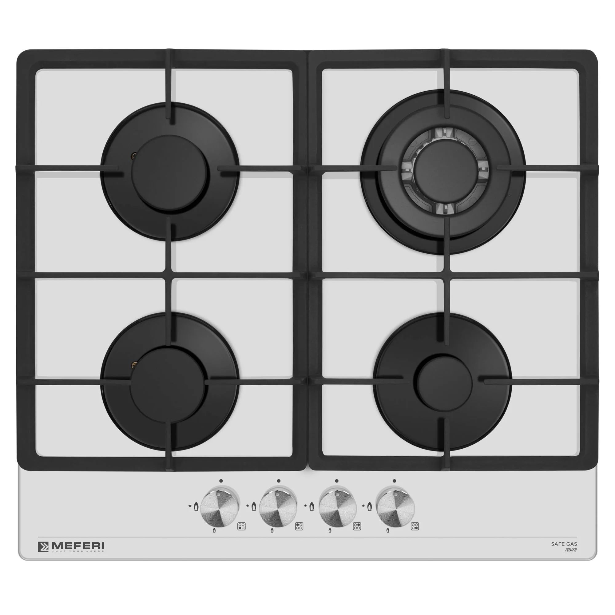 Варочная панель газовая Meferi MGH604WH GLASS POWER, белый