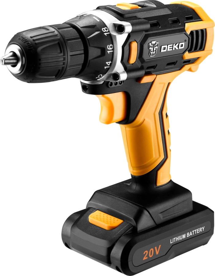 Дрель аккумуляторная DEKO DKCD20FU-Li (2*20V 2,0Ah Li-Ion кейс) + набор инструментов Premium