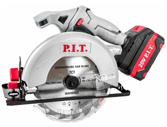 Пила аккумуляторная циркулярная P. I. T. PKS20H-165A/1, 20 В, 4 Ач, Li-Ion, 4300 об/мин