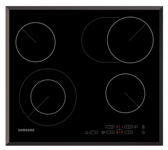 Варочная панель стеклокерамическая Samsung NZ64T3516BK, 4 конфорки, Чёрный