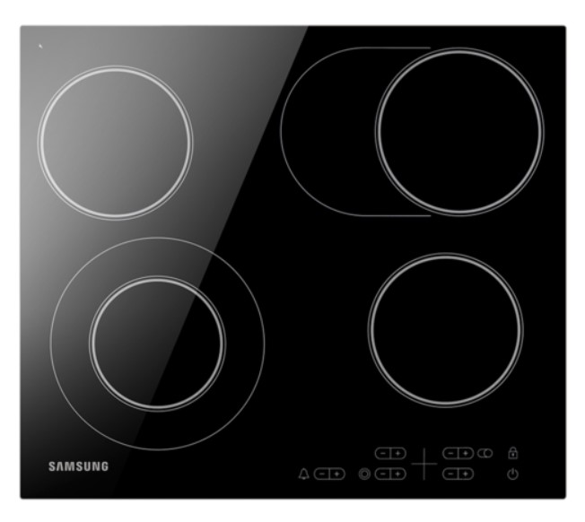 Варочная панель стеклокерамическая Samsung NZ64T3516AK, 4 конфорки, Чёрный