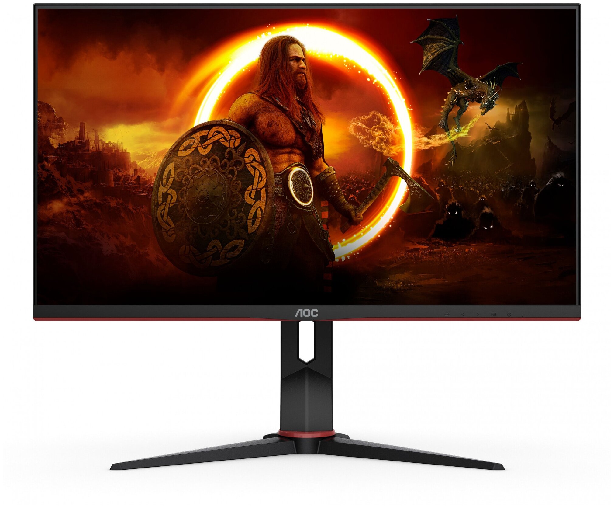Игровой монитор AOC GAMING U28G2XU2, черный/красный