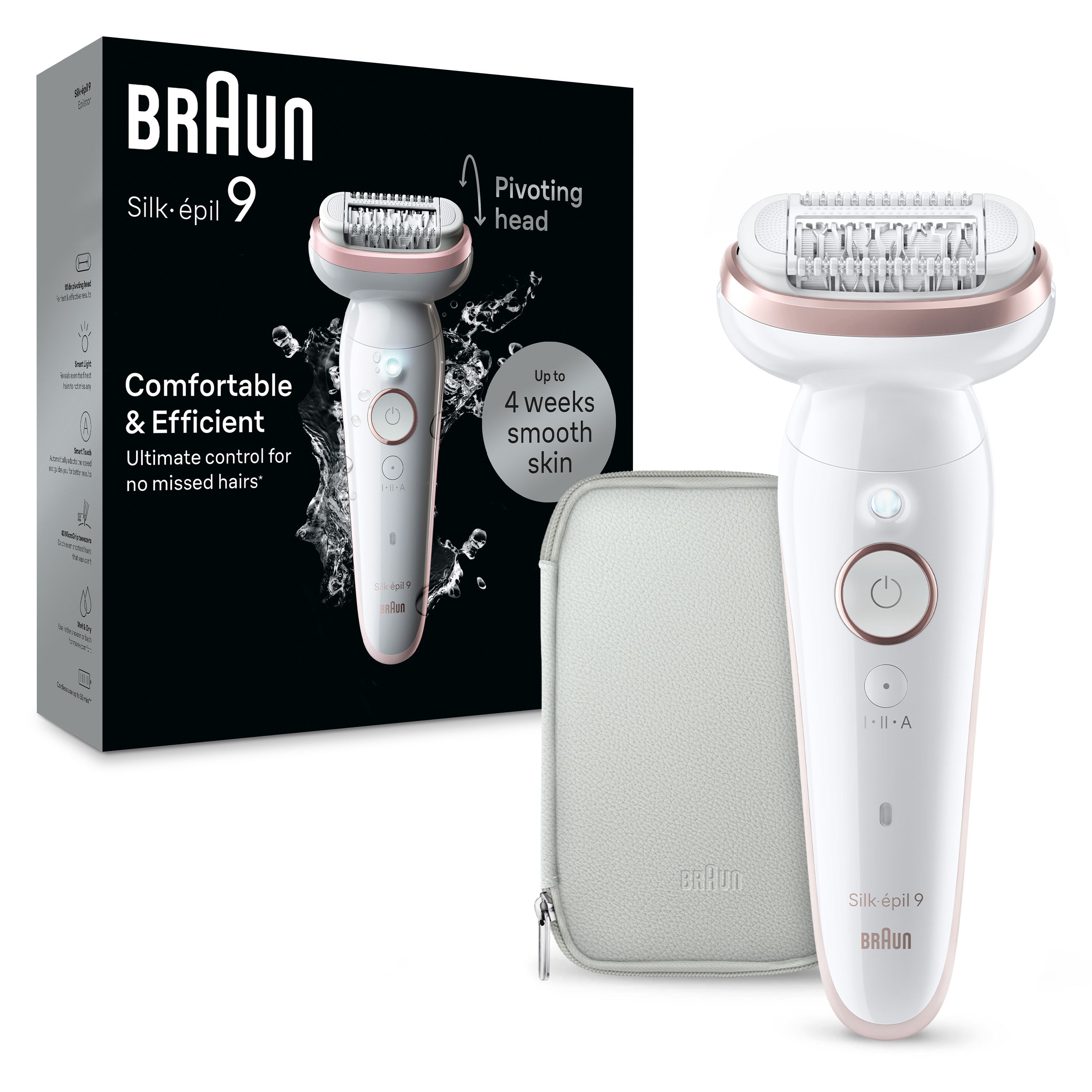 Эпилятор Braun S9 SES 9-000 Flamingo SmartTouch, белый/розовый