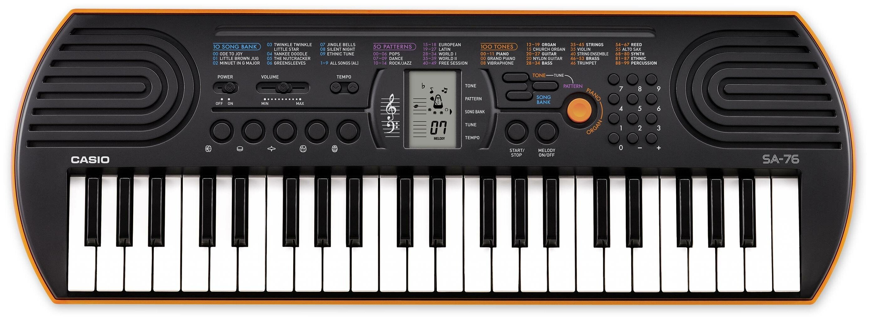 Синтезатор CASIO SA-76 черный / оранжевый