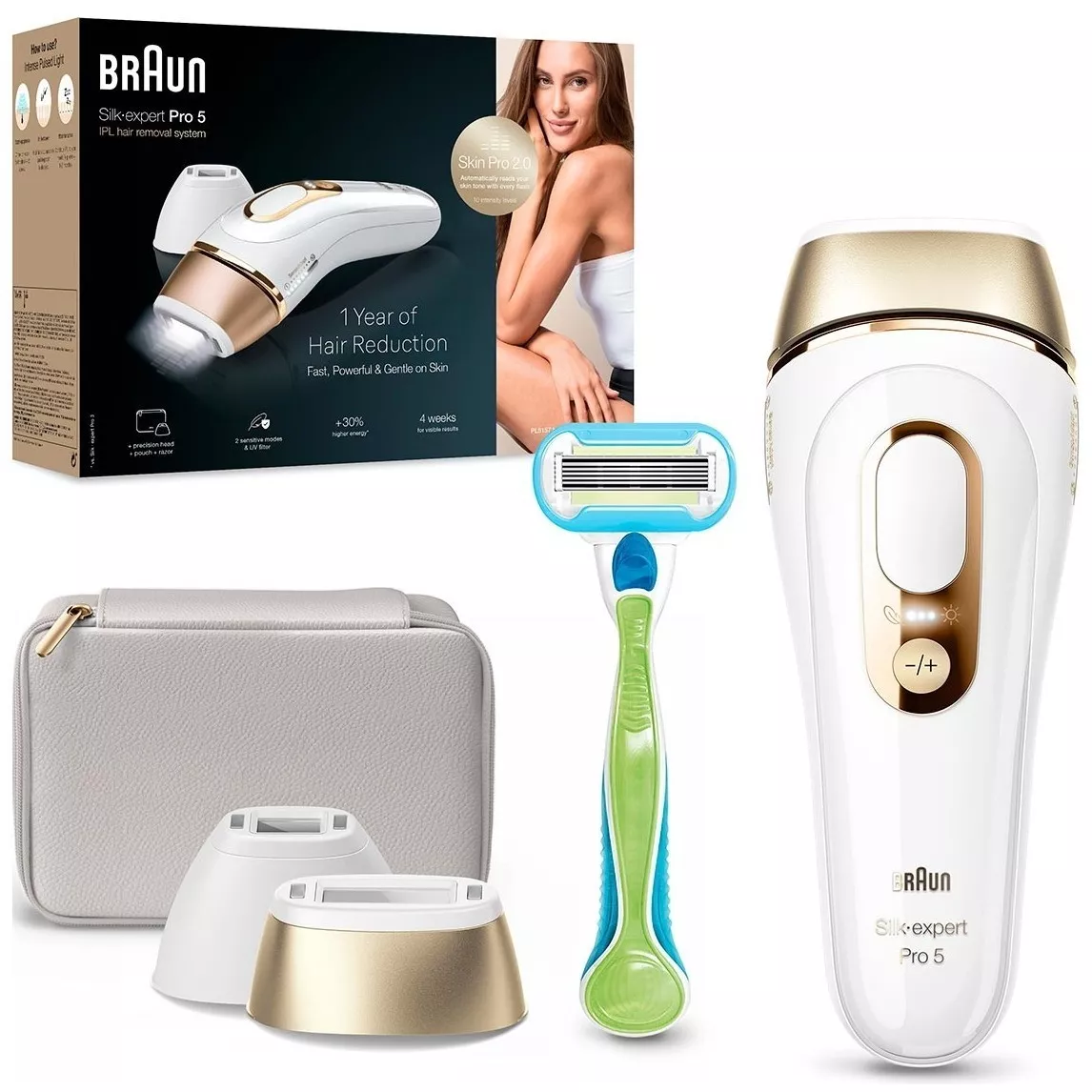 Фотоэпилятор Braun Silk-expert Pro 5 IPL PL5152, белый/золотой
