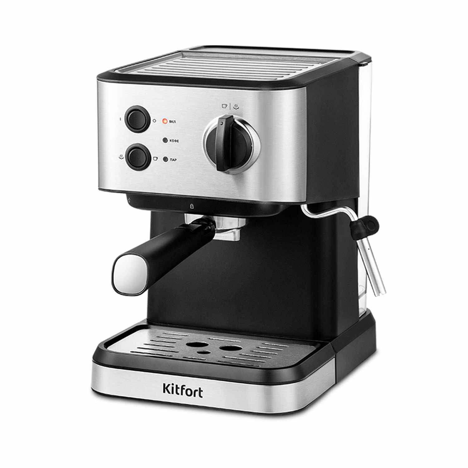 Кофеварка рожковая Kitfort КТ-7138 черный/нержавеющая сталь