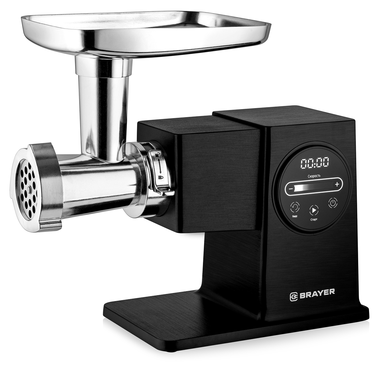 Мясорубка Brayer BR1611, стальной/черный