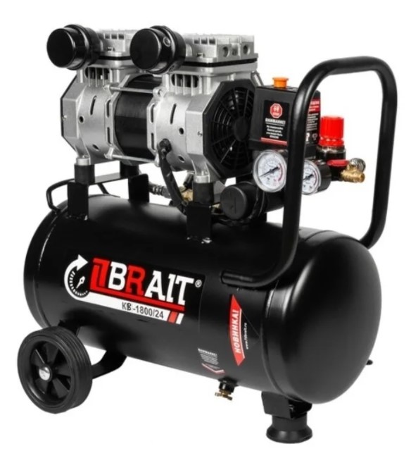 Компрессор безмасляный BRAIT КB-1800/24 (24 литра 1,8Kw 250л/м без масляный)