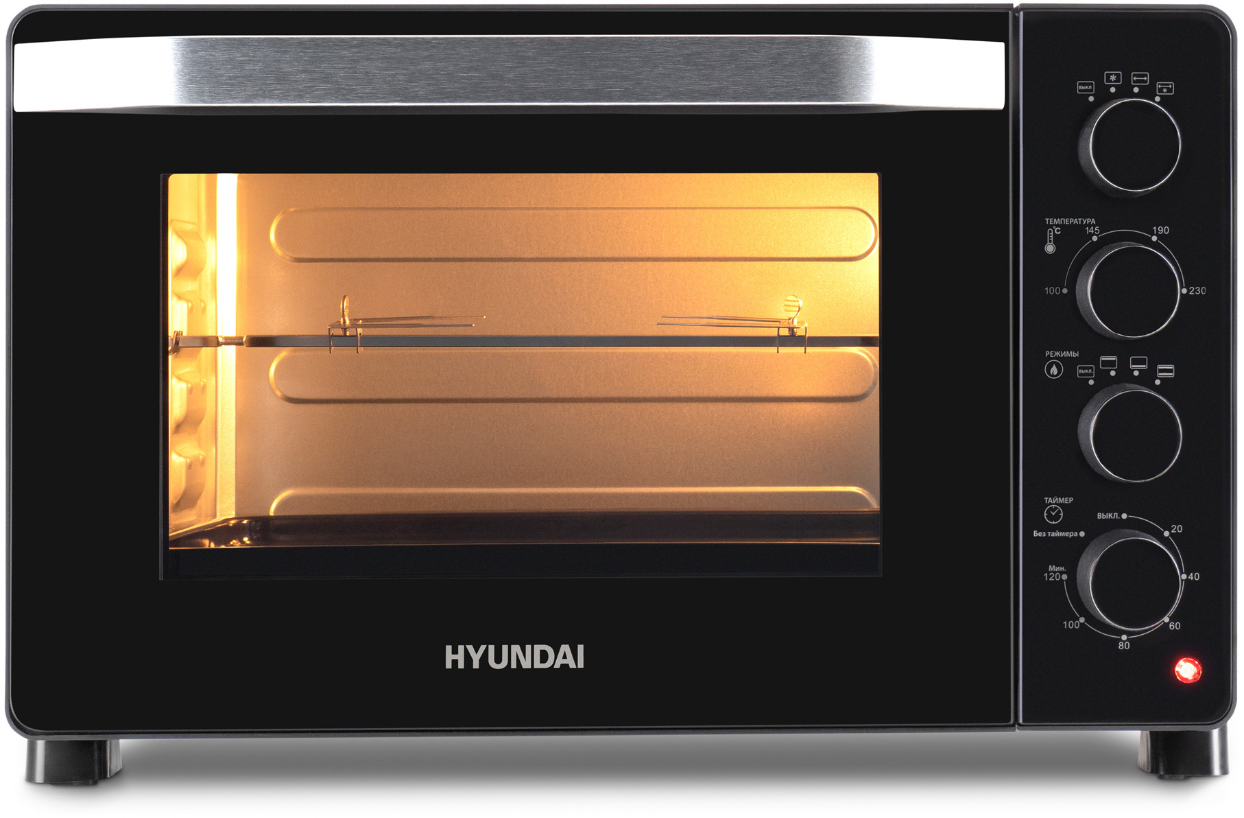 Мини-печь Hyundai MIO-HY081, серебристый/черный