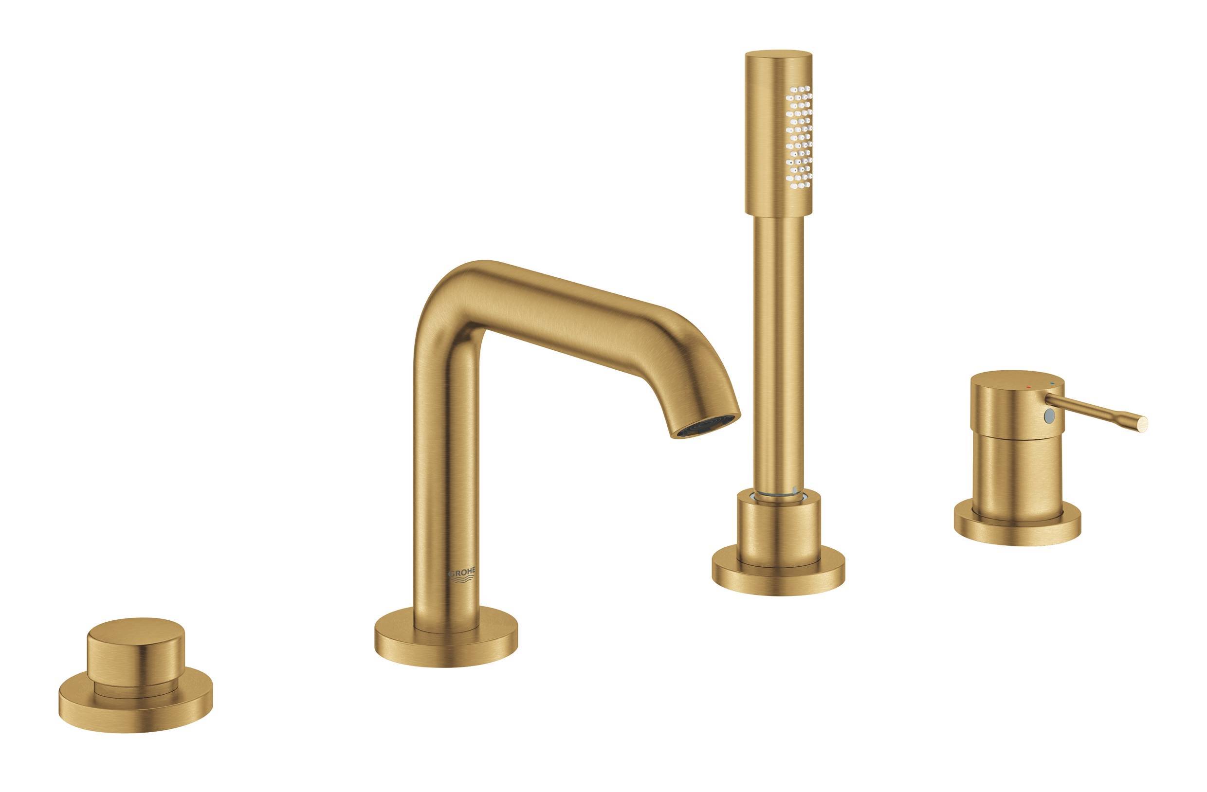 Смеситель на борт ванны Grohe Essence New 19578GN1 (с душевым гарнитуром и изливом), золото