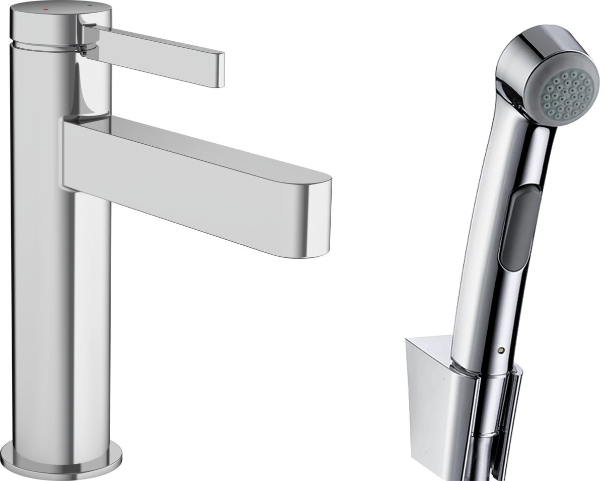 Cмеситель для раковины Hansgrohe Finoris 110 76210000 (с гигиеническим душем)
