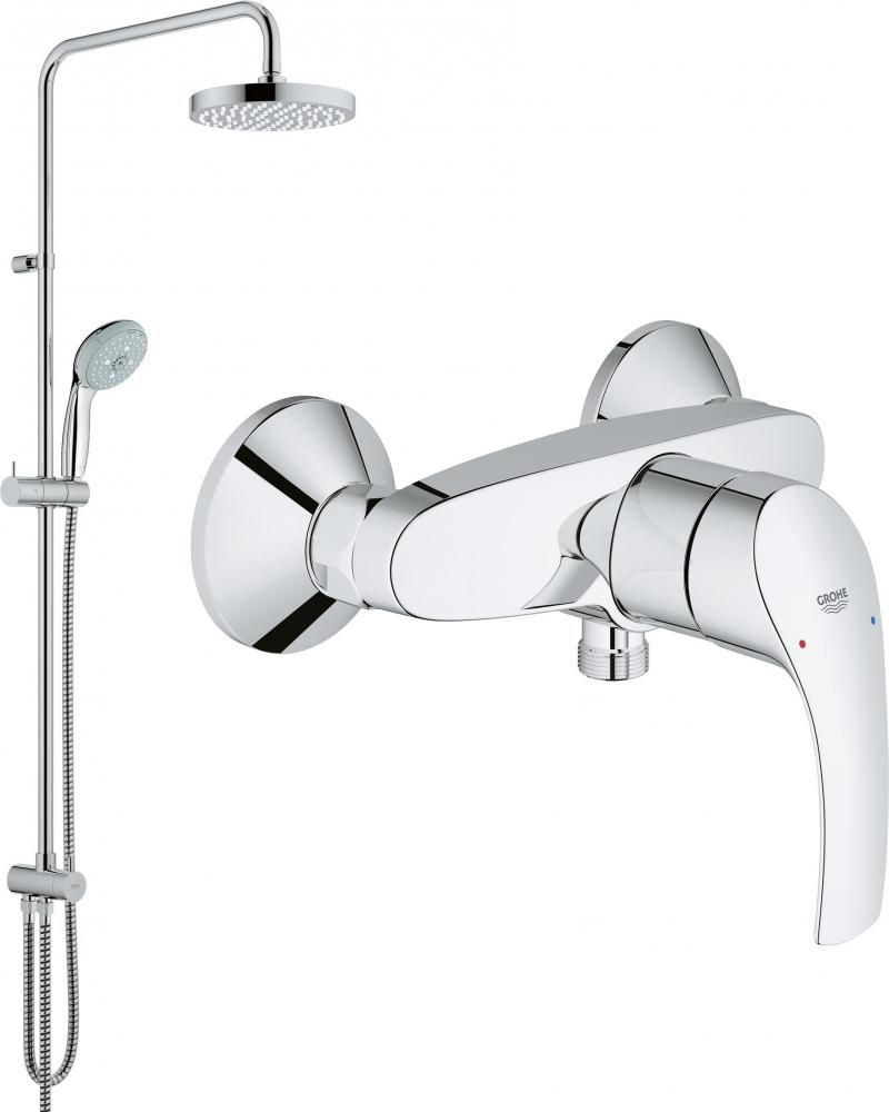 Душевая стойка Grohe Eurosmart New 124410 со смесителем (33555002+27389002), хром