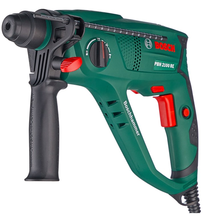 Перфоратор сетевой BOSCH PBH 2100 RE  2 сверла, 2 зубила PROMO 1.7 Дж 06033A9302