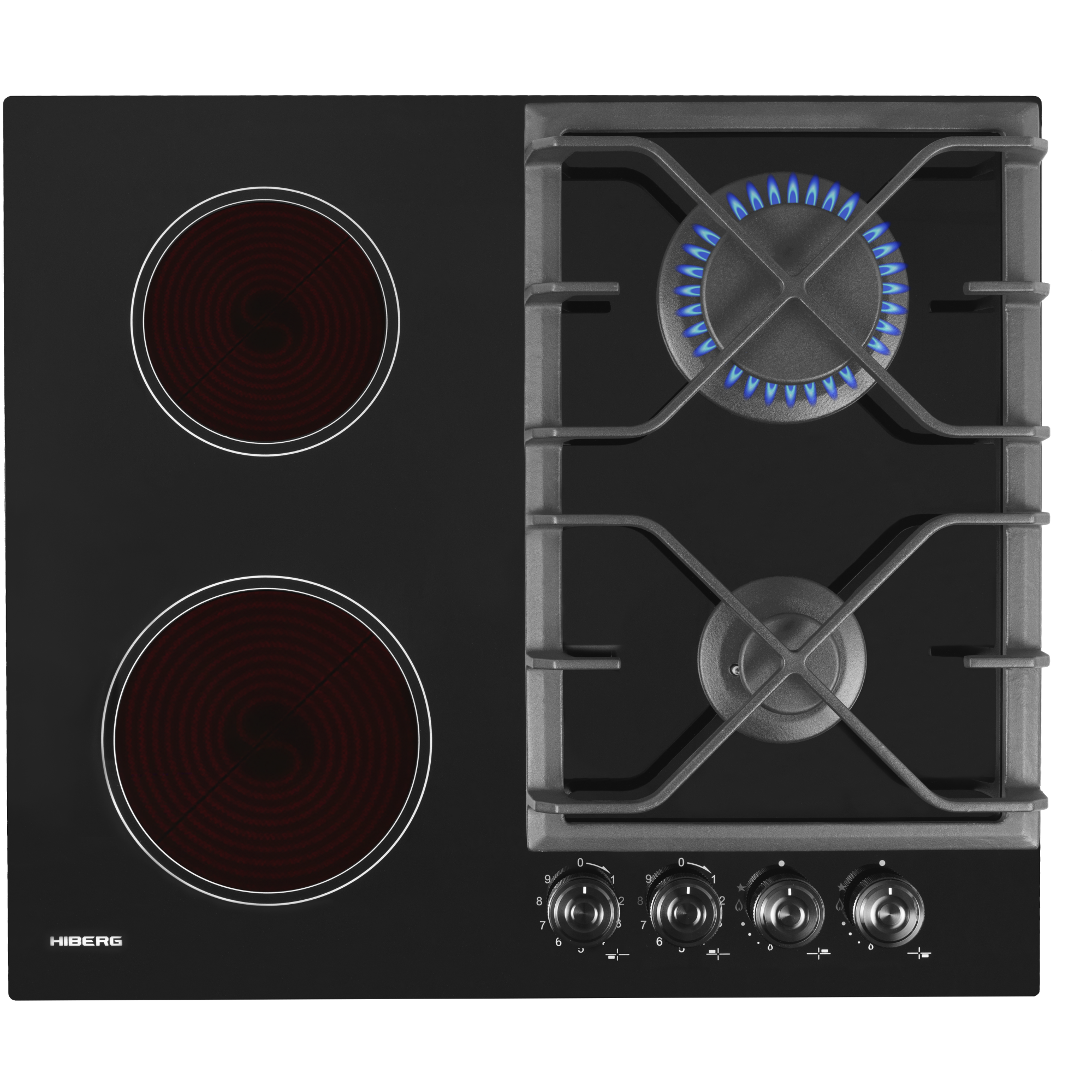 Варочная панель комбинированная HIBERG VM 6020 B, черный