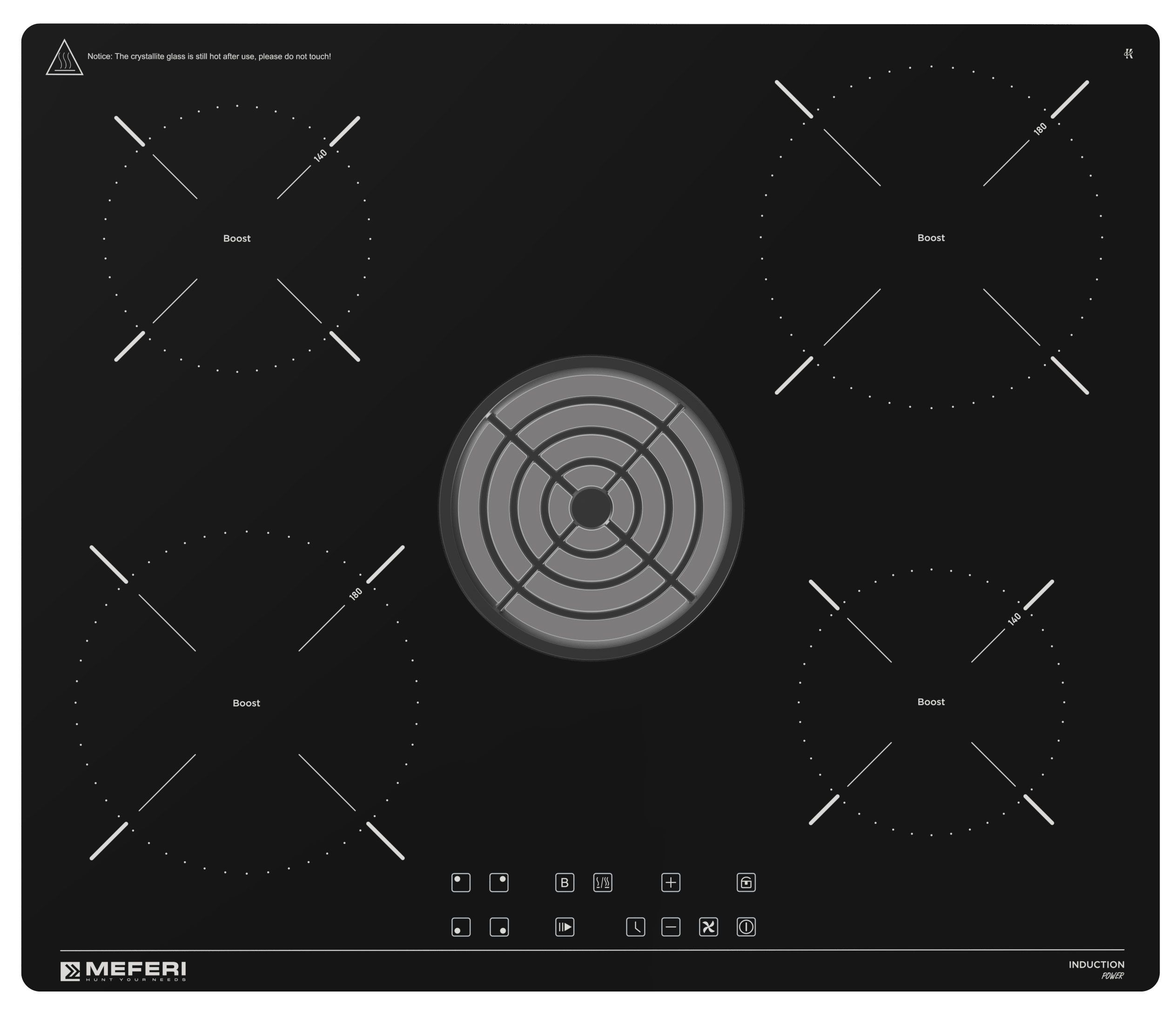 Варочная панель индукционная с вытяжкой Meferi XSMART60BK POWER, черный