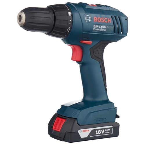 Аккумуляторная дрель-шуруповерт BOSCH GSR 1800-LI 1.5Ah x2 Case 34 Н·м