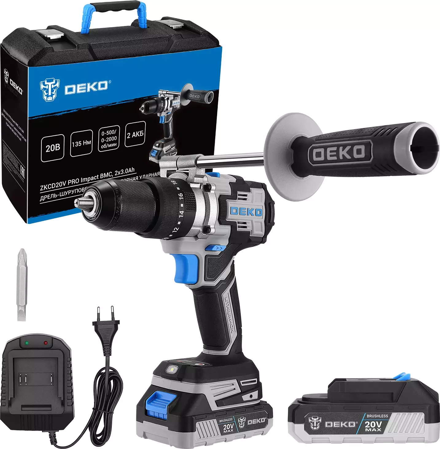 Дрель-шуруповерт Deko ZKCD20V PRO Impac (084-1034)