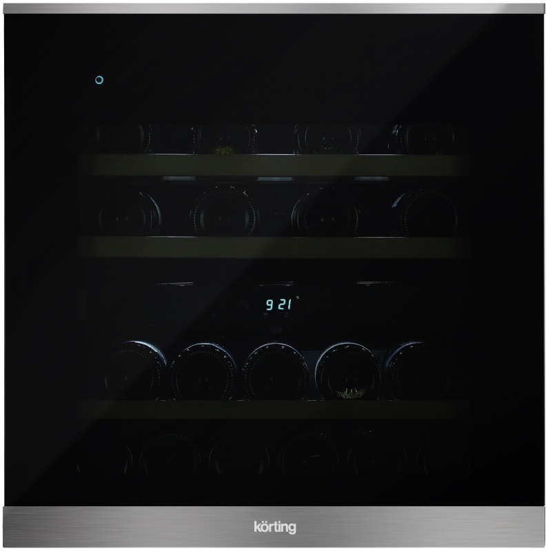 Винный шкаф встраиваемый Korting KFW 604 DB GXN, черный/нержавеющая сталь