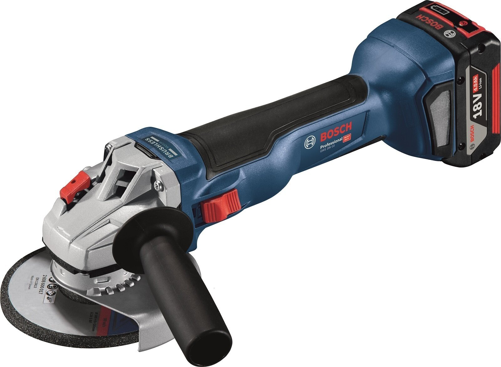 Угловая шлифмашина аккумуляторная Bosch GWS 18 V-10 [06019J4004]
