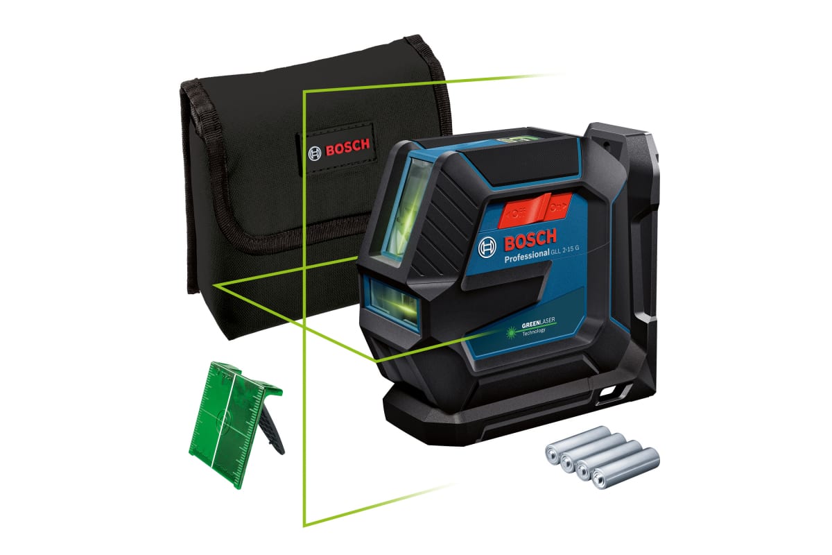 Уровень лазерный BOSCH GLL 2-15 G + LB 10 + BT 150 со штативом 0.601.063.W01