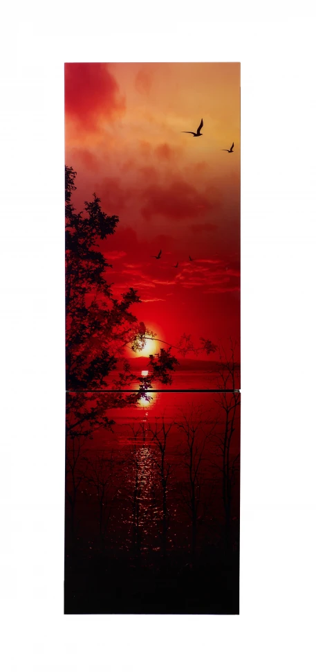 Холодильник ОРСК 175 G glass Zakat, черный/рисунок закат