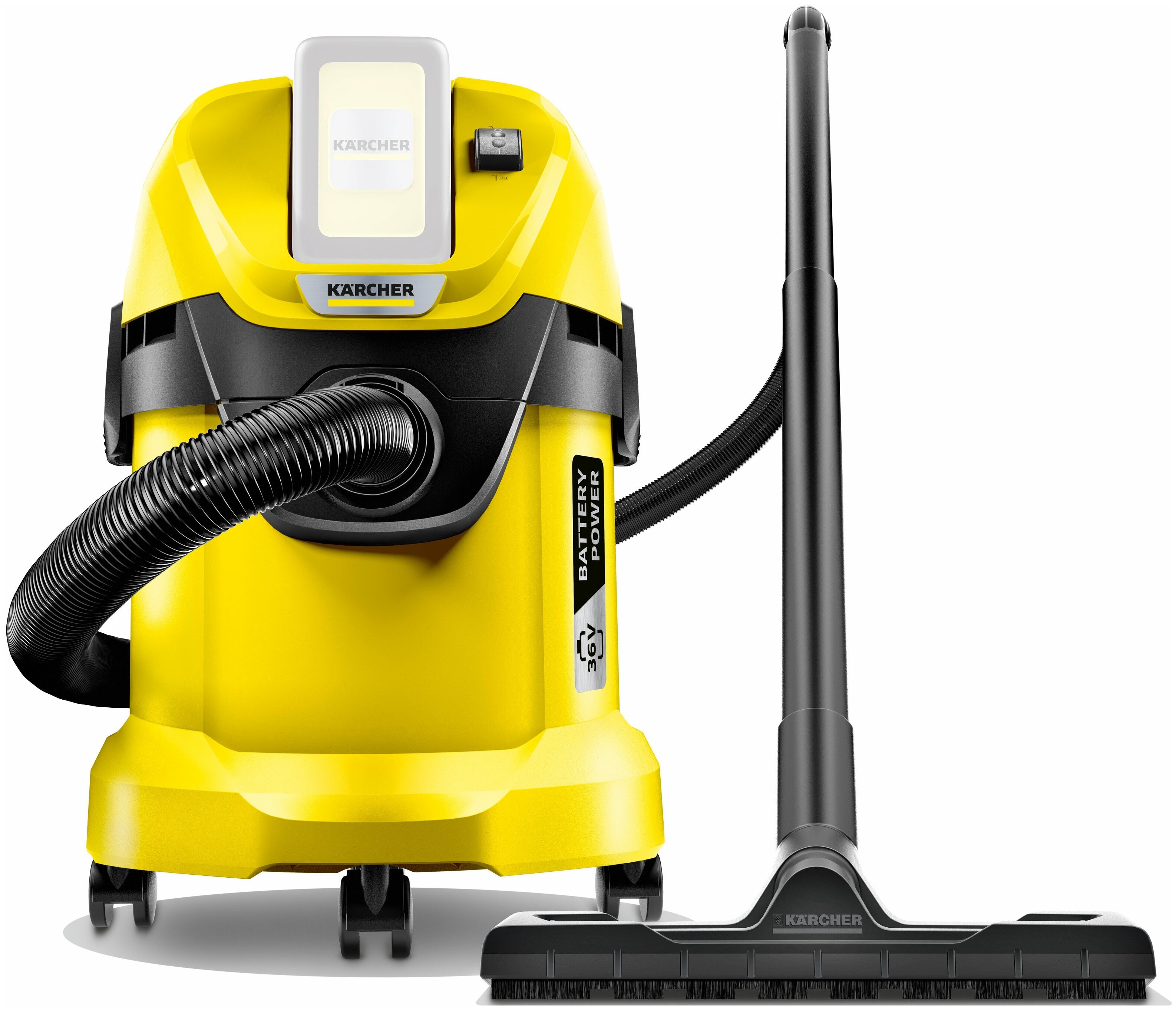 Пылесос KARCHER WD 3 Battery, 300 Вт, желтый/черный
