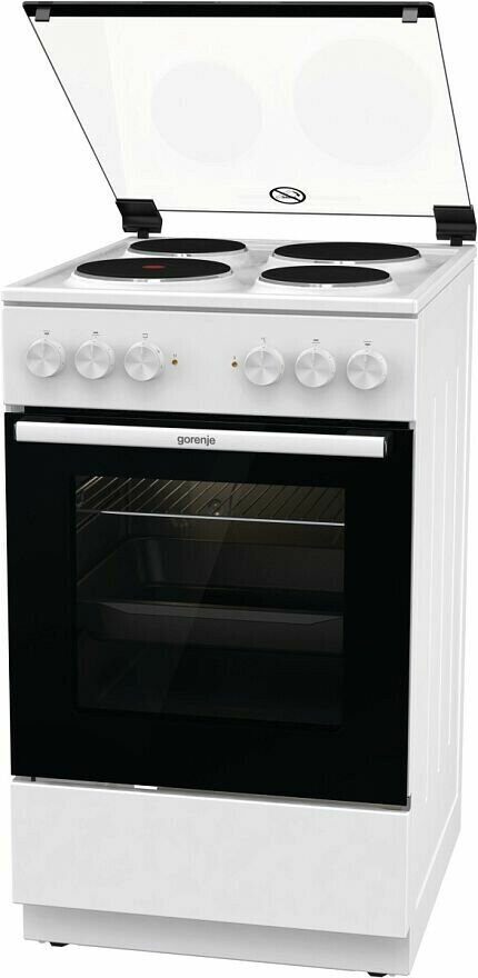 Плита электрическая Gorenje GE5A21WH, белый (стеклянная крышка)