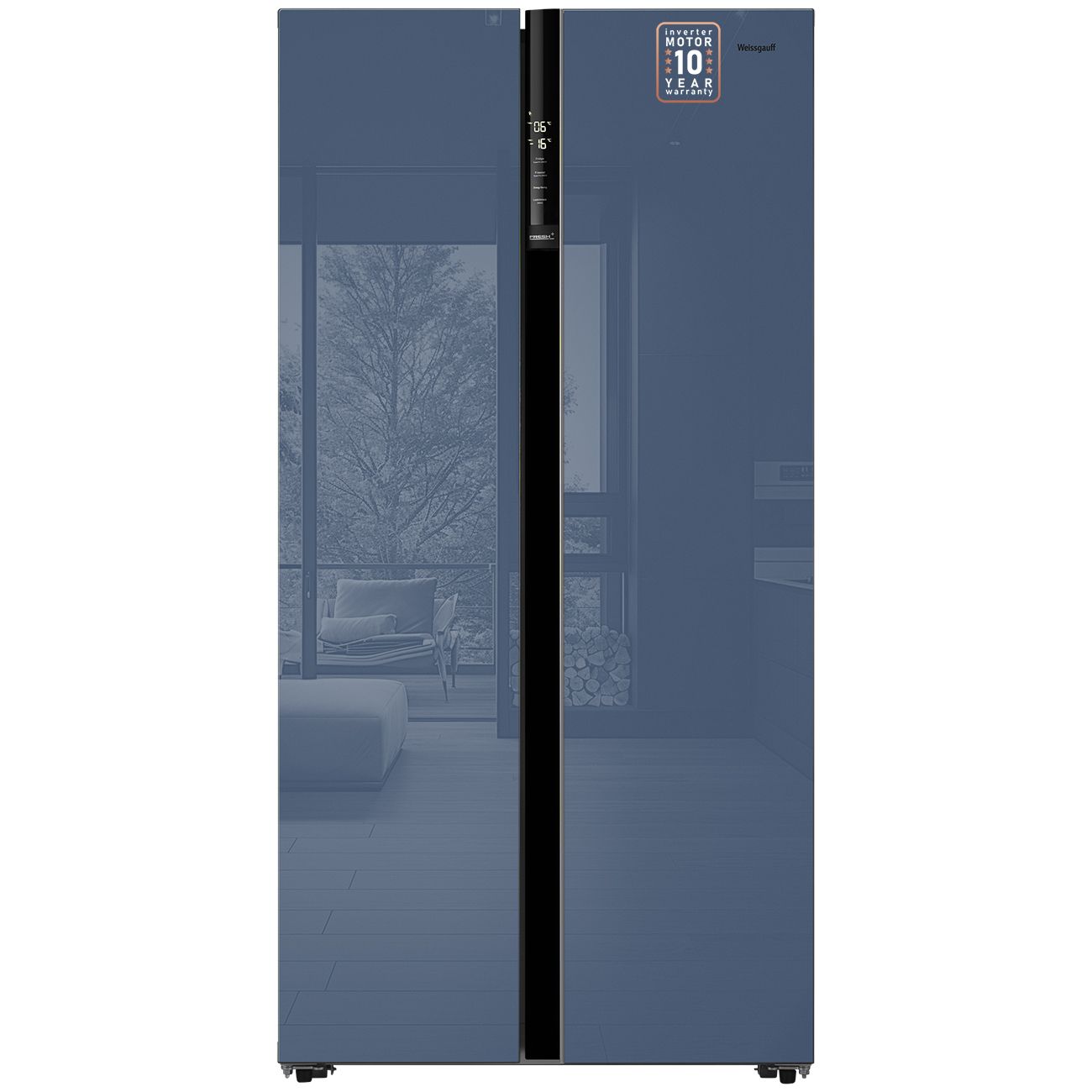 Холодильник Side-by-Side Weissgauff WSBS 600 NoFrost Inverter Blue Glass