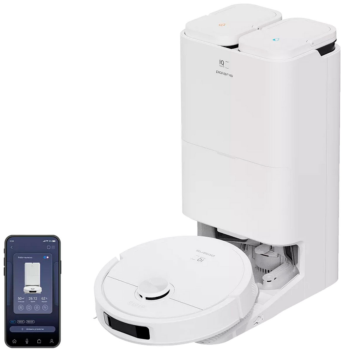 Робот-пылесос Polaris PVCRAC 7790 Pro Wi-Fi IQ Home, белый
