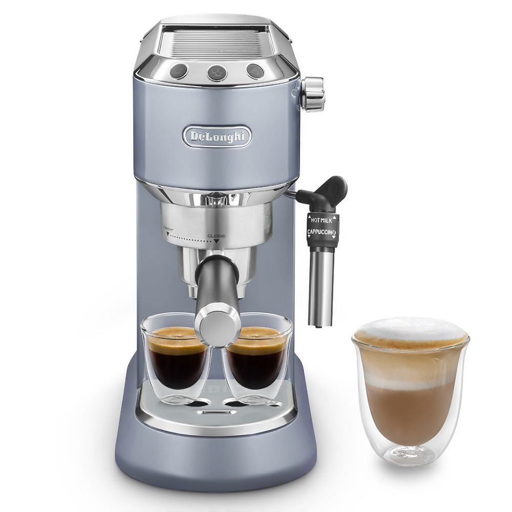 Кофеварка рожковая DeLonghi Dedica EC785.AE, голубой/серебристый