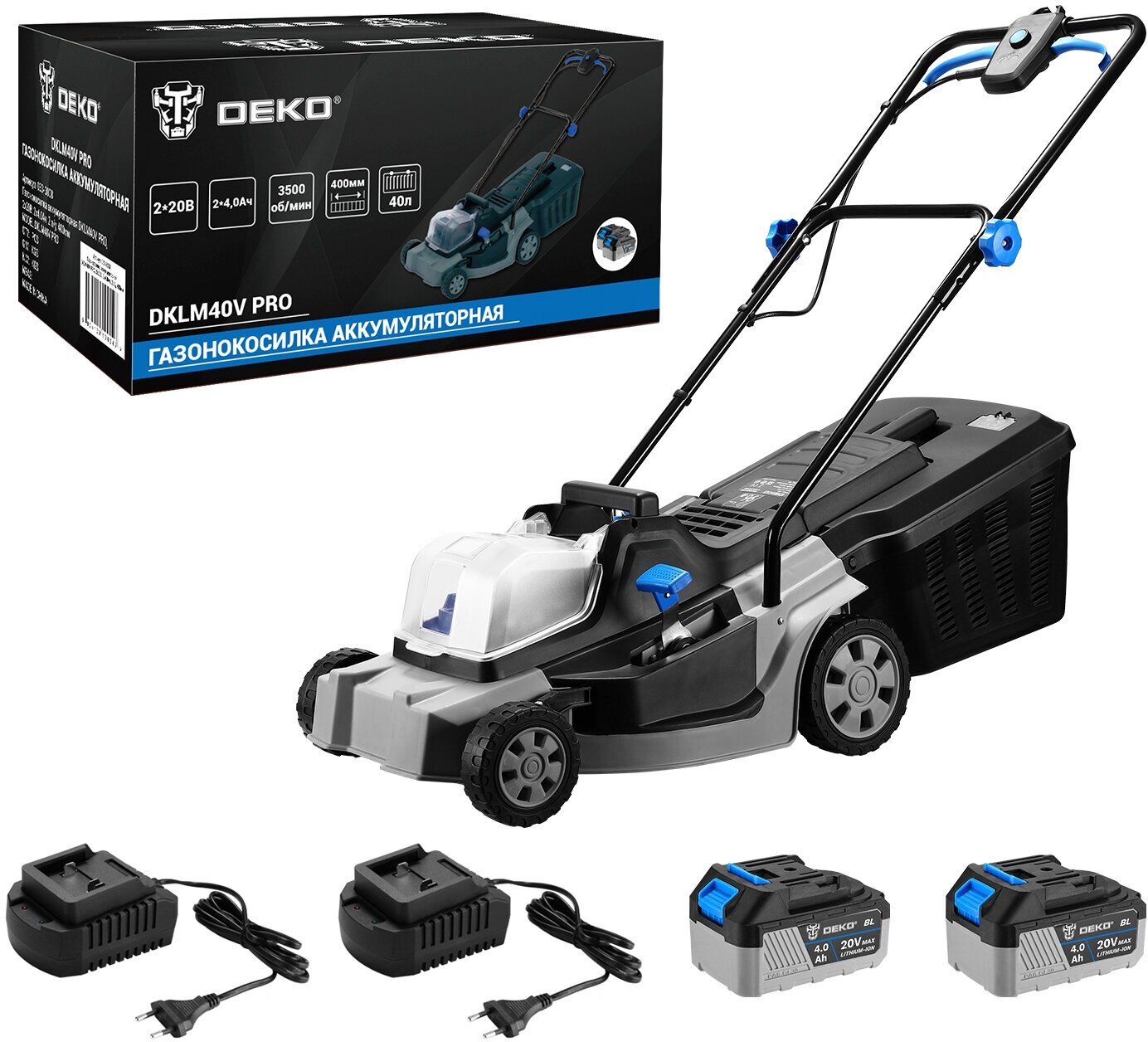 Газонокосилка Deko DKLM40V Pro 063-3008 (с 2-мя АКБ)