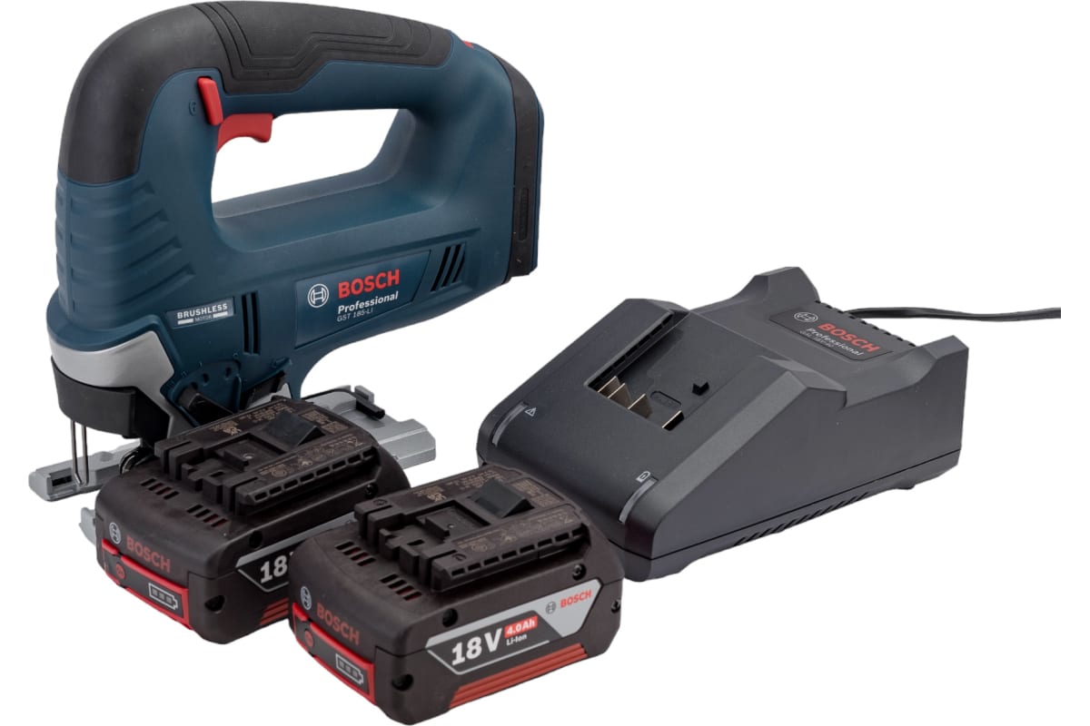 Лобзик Bosch GST 185-LI, АКБ 18 В 2x4.0 Аh, З/У, кейс, 06015B3024